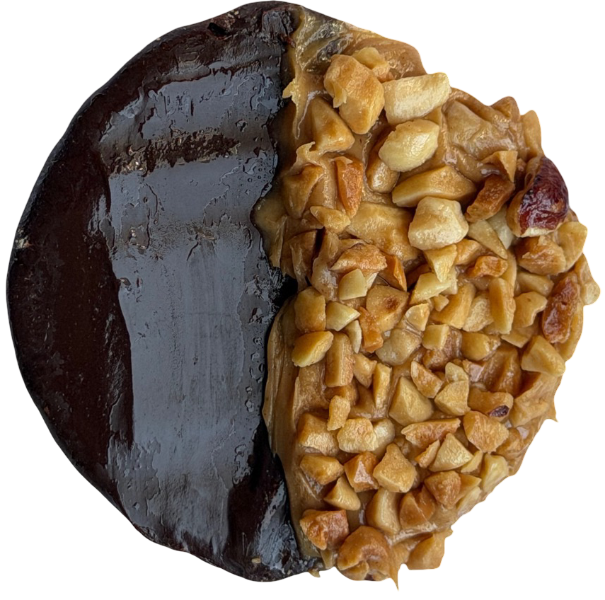 Queens black and white cookie, roasted peanut butter and chocolate
